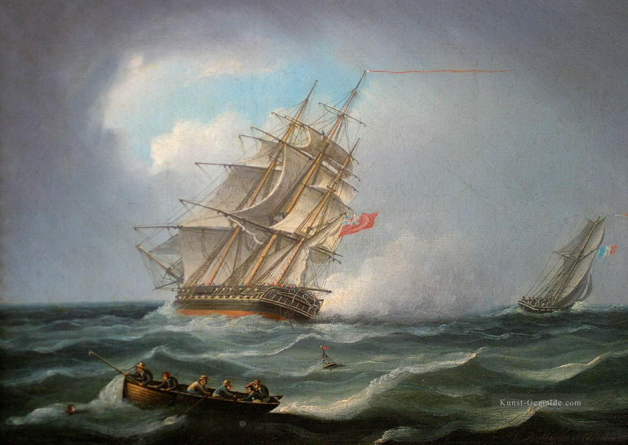 Kriegsschiff Seeschlacht Ölgemälde